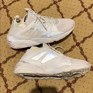 Puma Sneakers White Reflective Size 13 Sock Silver